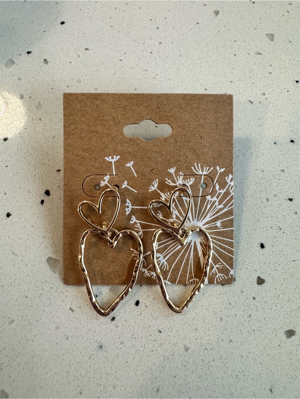Gold Double Heart Drop Earrings - Women Jewelry